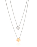 Gargantilha Dupla Trevo Mix de Banhos Ródio Branco