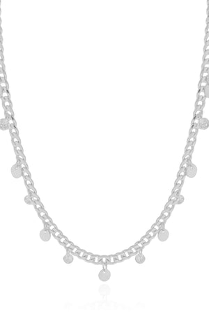 Gargantilha Plaquinhas Pontos de Luz Cristal Ródio Branco - 45 cm