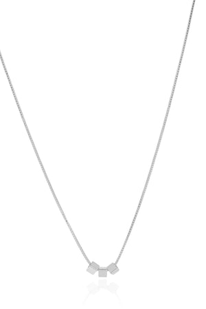 Gargantilha Veneziana Quadrados Lisos 2 mm Ródio Branco - 45 cm