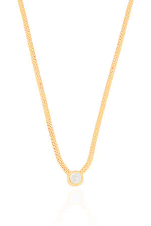 Choker Veneziana Dupla Ponto de Luz Cristal 7 mm Banhado a Ouro 18K