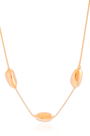 Gargantilha Veneziana Oval Liso Banhado a Ouro 18K - 40 cm