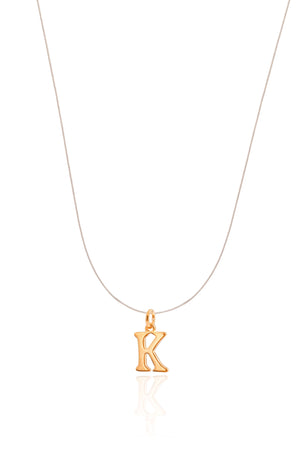 Choker Nylon Letra K Banhado a Ouro 18K