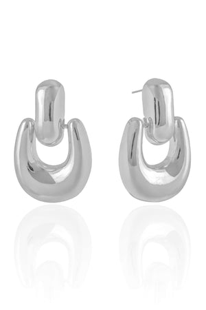 Brinco Geométrico Liso 3.6 cm Ródio Branco