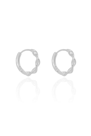 Brinco Argola Click Torcida 1.5 cm Ródio Branco