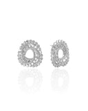 Brinco Argola Frontal Bolinhas Achatadas 2.2 cm Banho Ródio Branco