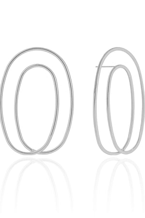 Brinco Fio Oval Duas Voltas 5.0 cm Ródio Branco