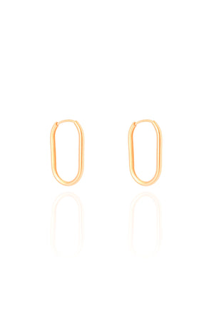 Brinco Argola Encaixe Fio Oval 1.8 cm Banhado a Ouro 18K