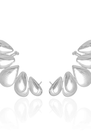 Ear Cuff Gotas Lisas Ródio Branco