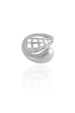 Anel Ajustável Tela Liso Tamanho P Ródio Branco