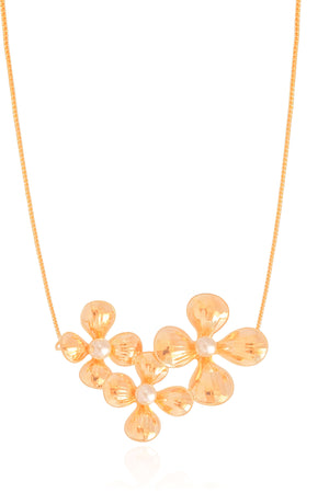 Gargantilha Veneziana Flor Pérola Banhado a Ouro 18K - 45 cm
