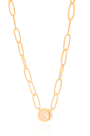 Gargantilha Elos Ovais Ponto de Luz Cristal Banhado a Ouro 18K - 45 cm