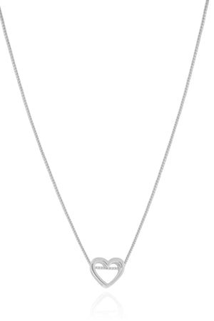 Gargantilha Veneziana Coração Vazado 1.0 cm Ródio Branco - 45 cm