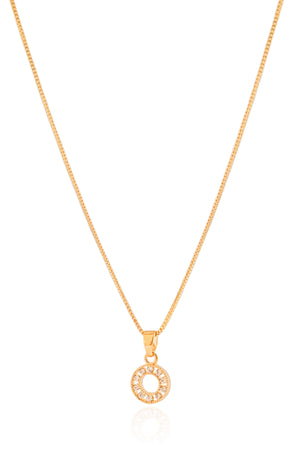 Gargantilha Veneziana Redondo Cravejado Cristal Banhado a Ouro 18K - 45 cm