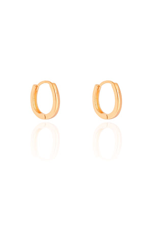 Brinco Argola Click Oval Lisa 1.5 cm Banhado a Ouro 18K