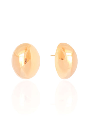 Brinco Oval Liso 2.5 cm Banhado a Ouro 18K