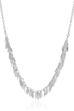 Gargantilha Elos Folhas Lisas Ródio Branco - 40 cm