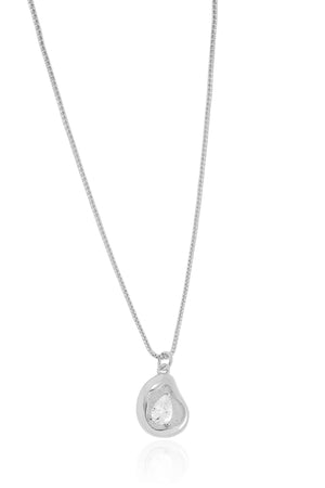 Gargantilha Veneziana Orgânico Liso Gota Cristal Ródio Branco - 45 cm