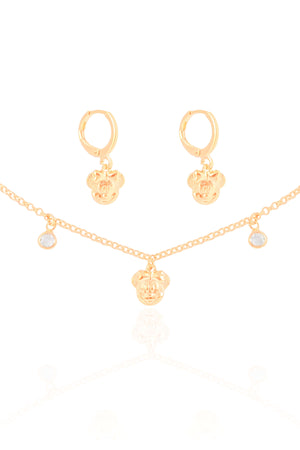 Conjunto Infantil Minnie Banhado a Ouro 18K