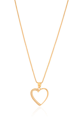 Gargantilha Veneziana Coração Cravejado Cristal Banhado a Ouro 18K - 45 cm