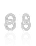 Brinco Circulos Entrelaçados Lisos 3.6 cm Ródio Branco