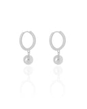 Brinco Argola Click Bola Lisa Cravejado Cristal 2.7 cm Ródio Branco