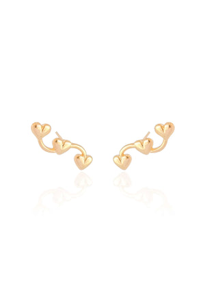 Ear Cuff Corações Liso Banhado a Ouro 18K