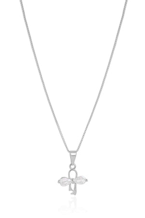 Gargantilha Infantil Veneziana Laço Cristal Ródio Branco