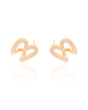 Brinco Argola Coração Vazado Cravejado Cristal 2.2 cm Banhado a Ouro 18K