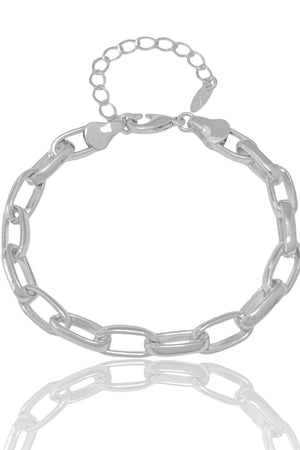 Pulseira Elos Lisos 6mm Ródio Branco