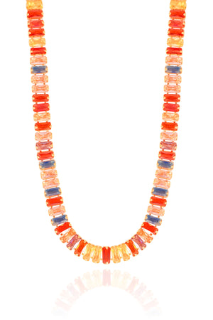 Choker Baguetes Coloridas Banhado a Ouro 18K