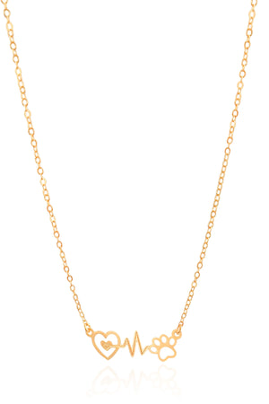 Gargantilha Elos Pingente Batimentos Pet Banhado a Ouro 18K - 48 cm