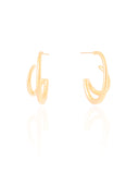 Brinco Argola Filetes Duplos Lisos 2.7 cm Banhado a Ouro 18K