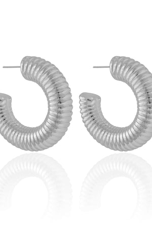 Brinco Argola Tubo Mola 4.0 cm Ródio Branco