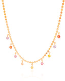 Choker Plaquinhas Pontos de Luz Coloridos Banhado a Ouro 18K