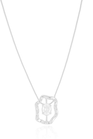 Gargantilha Oval Orgânico Ponto de Luz Cristal Ródio Branco - 45 cm