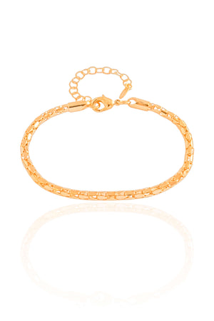 Pulseira Malha Oca 3 mm Banhado a Ouro 18K