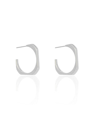 Brinco Argola Quadrada Lisa 2.0 cm Ródio Branco