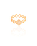 Anel Flor Cravejada Cristal Tamanho 24 Banhado a Ouro 18K