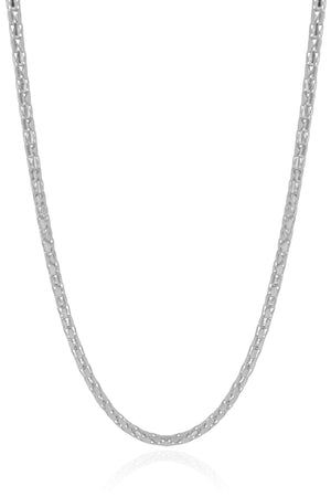 Gargantilha Malha Oca 3 mm Ródio Branco - 45 cm