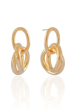 Brinco Tubos Lisos Entrelaçados Banhado a Ouro 18K