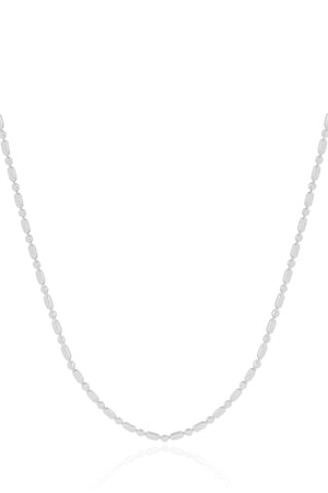 Gargantilha Plaquinhas Ovais Achatadas Ródio Branco - 40 cm