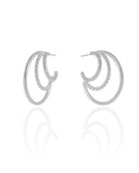 Brinco Argola Três Filetes 2.9 cm Ródio Branco