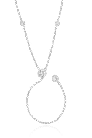 Gargantilha Gravata Elos Pontos de Luz Cristal Ródio Branco - 50 cm