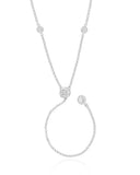 Gargantilha Gravata Elos Pontos de Luz Cristal Ródio Branco - 50 cm