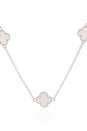 Choker Elos Trevos Madrepérola Ródio Branco