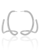 Brinco Meia Argola Fio Liso 4.2 cm Ródio Branco