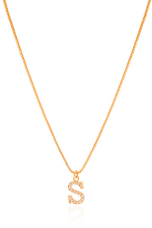 Gargantilha Veneziana Letra S Cravejada Cristal Banhado a Ouro 18K - 45 cm