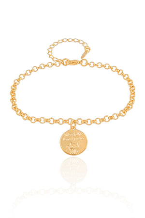 Pulseira Elos Portugueses Gato Meu Filho Tem 4 Patas Banhado a Ouro 18K