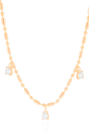Gargantilha Gomos Gotas Cristal Banhado a Ouro 18K - 40 cm