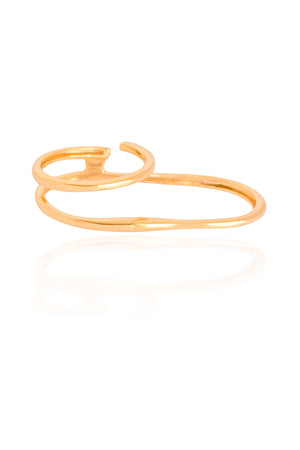 Anel Duplo Filetes Tamanho 16 Banhado a Ouro 18K